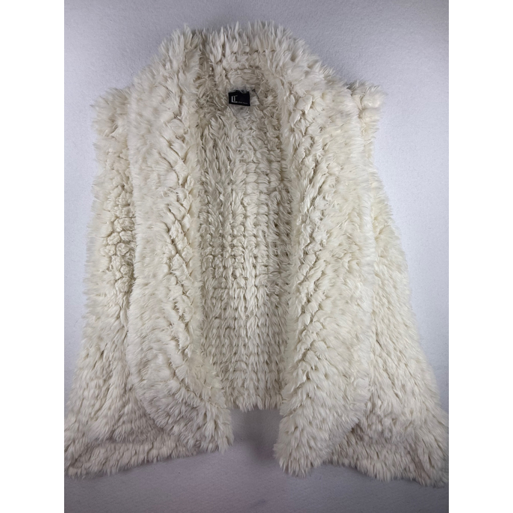 Love Token Faux Fur Vest Women’s S Cream White Fluffy Layering